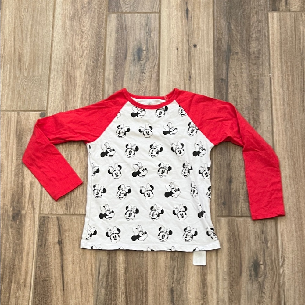 Disney Kids Minnie Mouse Red and White Long Sleeve Tee